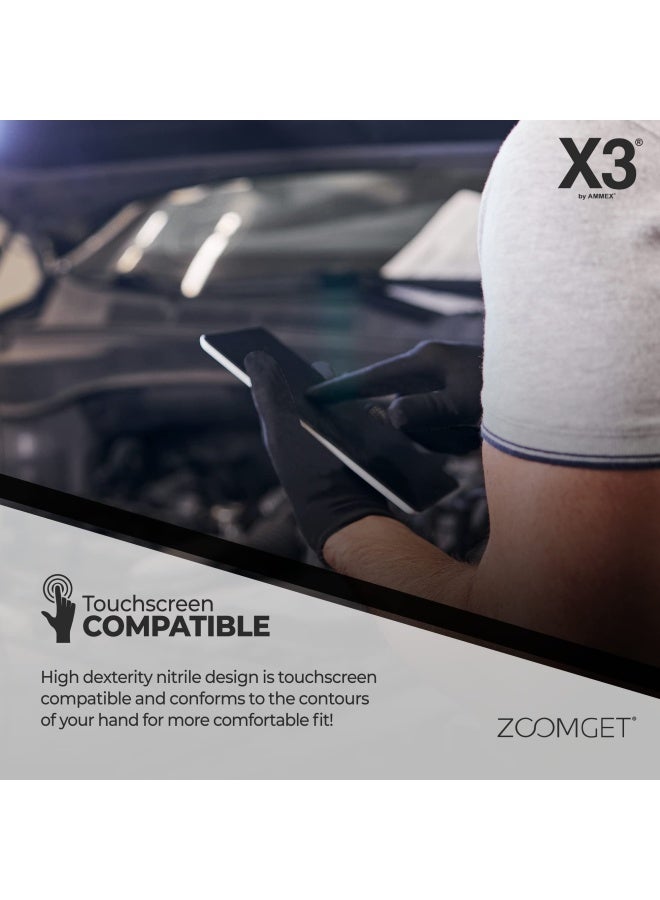 Ammex X3 Industrial Black Nitrile Gloves Box of 100 3 Mil Latex Free Powder Free Textured Disposable Food Safe - Image 4