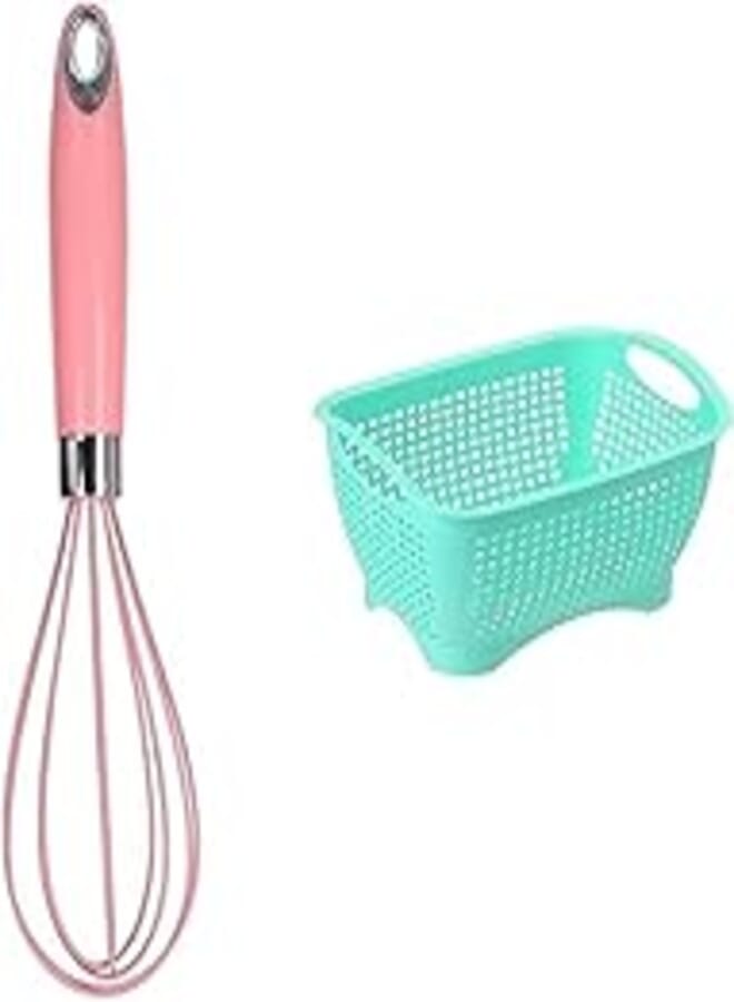 ElYassin Elyassin Egg Whisker with Silicon Handle - assorted colors + Elyassin plastic rectangular hand basket, small, assorted colors