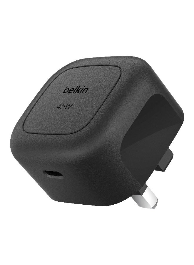 بيلكين شاحن صغير Belkin BoostCharge بقوة 45 واط، سريع بمنفذ USB-C لهاتف Apple iPhone 16، و16 Plus، و16 Pro، و16 Pro Max، و15، و15 Plus، و15 Pro، و15 Pro Max، وSamsung Galaxy S25، وiPad، وAirPods وأكثر - أسود - Image 1