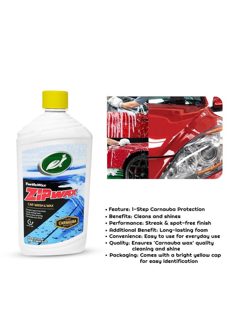 TurtleWax Zip Wax Car Wash And Wax 473ml 1-Step Carnauba Protection Clean And Shine Turtle Wax  - Image 5