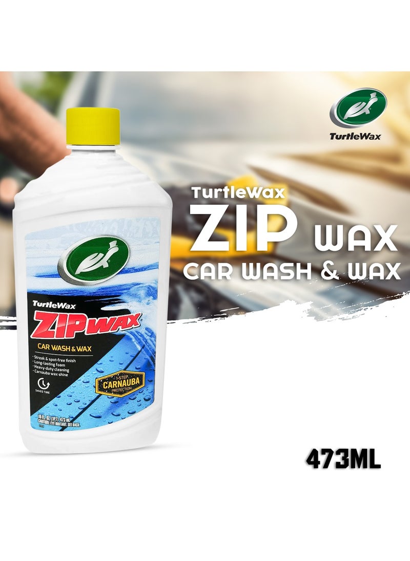 TurtleWax Zip Wax Car Wash And Wax 473ml 1-Step Carnauba Protection Clean And Shine Turtle Wax  - Image 1