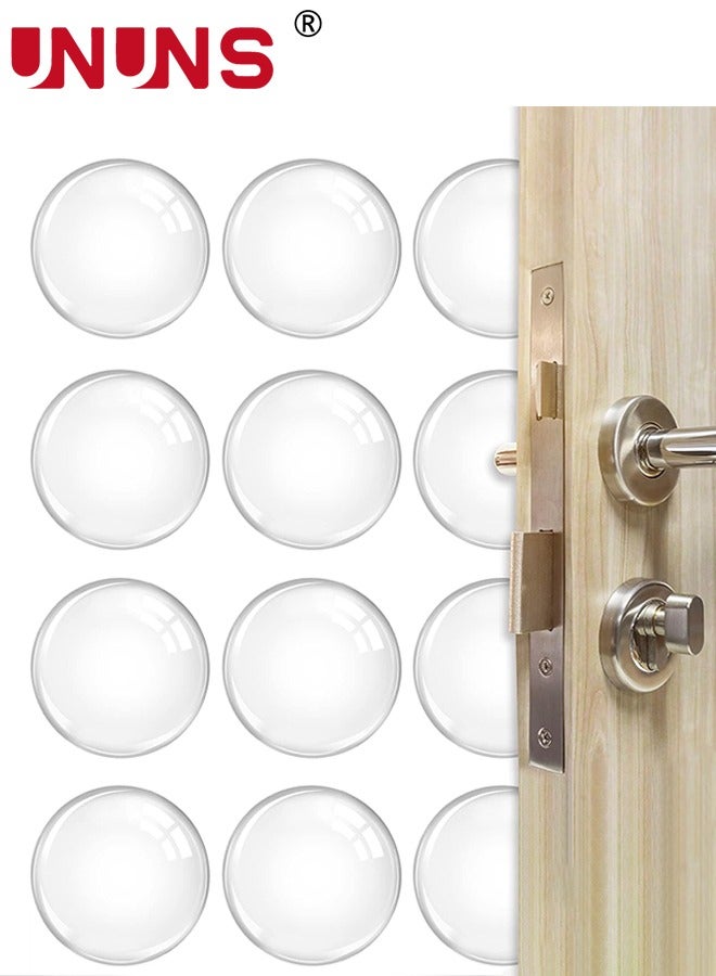 UNUNS Door Stoppers Wall Protector,12PCS Self Adhesive Door Handle Wall Protector,2 Inch Round Clear Door Stops,Shock Absorbent Gel Wall Cushion For Door Knob,Quiet,Wall Shield Silencer - Image 1