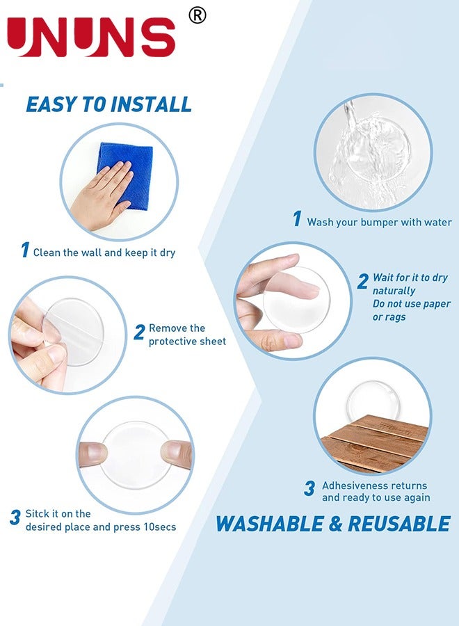 UNUNS Door Stoppers Wall Protector,12PCS Self Adhesive Door Handle Wall Protector,2 Inch Round Clear Door Stops,Shock Absorbent Gel Wall Cushion For Door Knob,Quiet,Wall Shield Silencer - Image 3