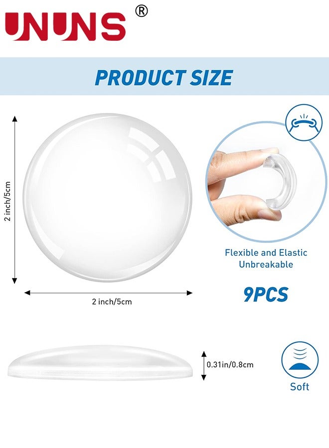 UNUNS Door Stoppers Wall Protector,12PCS Self Adhesive Door Handle Wall Protector,2 Inch Round Clear Door Stops,Shock Absorbent Gel Wall Cushion For Door Knob,Quiet,Wall Shield Silencer - Image 2