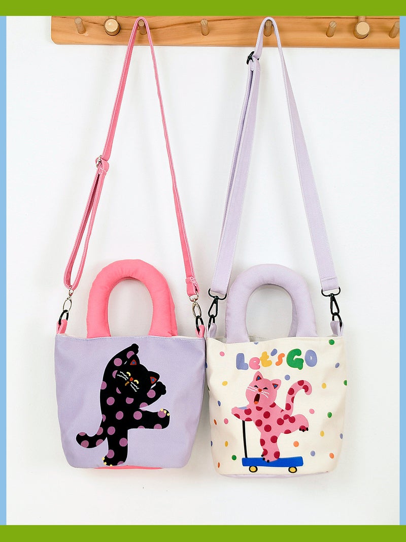 Velvet Handbag Crossbody Bag For Women Niche Bucket Bag Polka Dot Cat Phone Bag Ins Style Versatile - Image 4