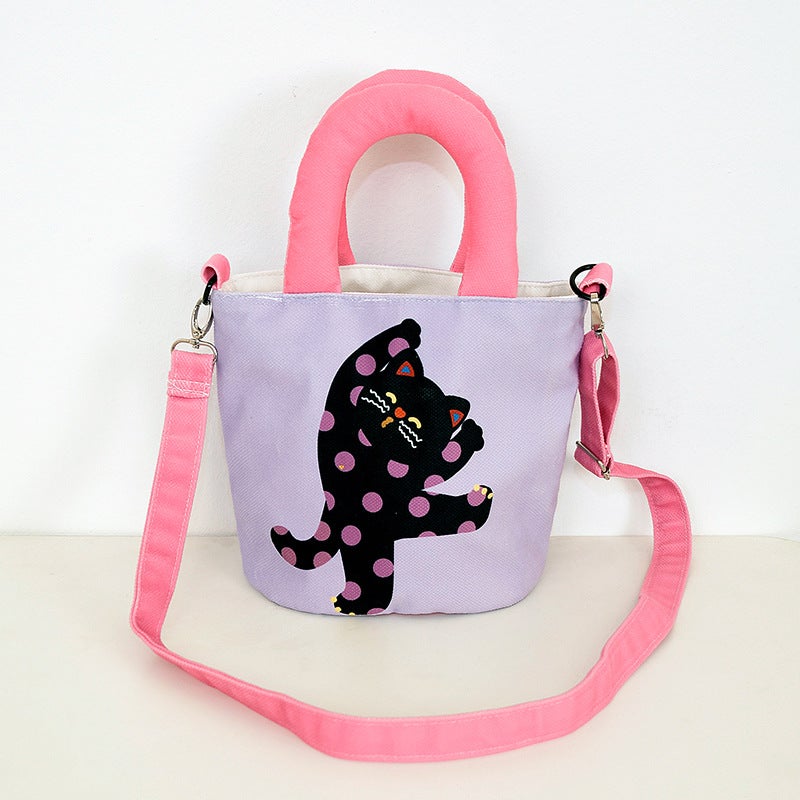 Velvet Handbag Crossbody Bag For Women Niche Bucket Bag Polka Dot Cat Phone Bag Ins Style Versatile - Image 1