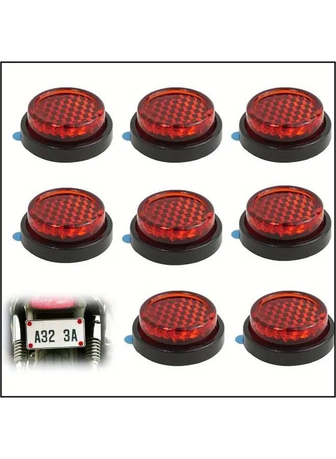 8pcs Red Self Adhesive Car Rearview Mirror Safety Reflectors No Drill Installation - Image 1
