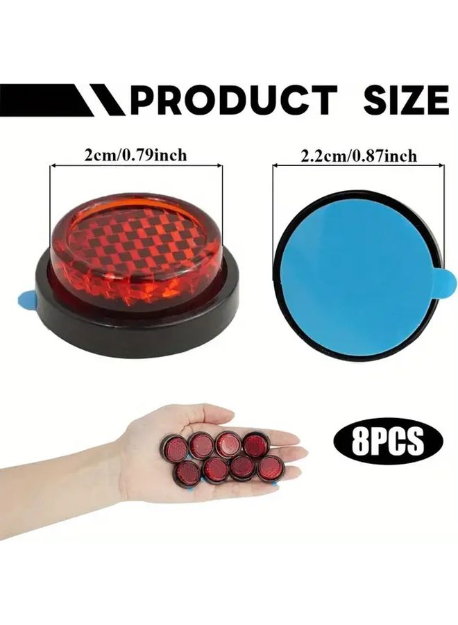 8pcs Red Self Adhesive Car Rearview Mirror Safety Reflectors No Drill Installation - Image 2