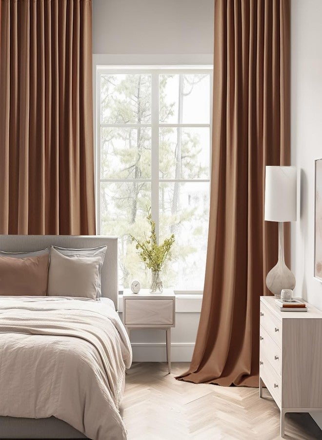 MIULEE Back Tab Blackout Curtains 96 Inch Long 2 Panels Set for Living Room Bedroom, Rod Pocket/Pinch Pleated Long Thermal Insulated Room Darkening Floor to Ceiling Drapes, W52xL96, Cappuccino Brown - Image 2