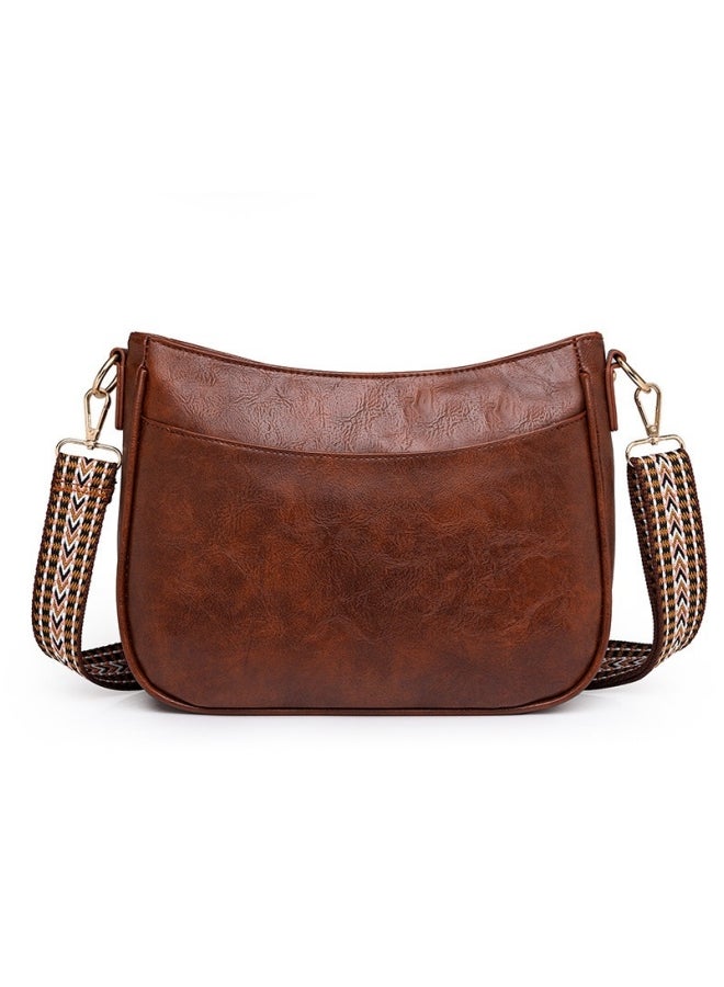 Women's Large Capacity Crossbody Bag, Ladies Adjustable Strap Hobo Bag Shoulder Bag Side Bag College Bag Tourist Bag, Retro PU Leather Hand Bag Satchel Bags for Girls/College Students(Brown) - Image 1