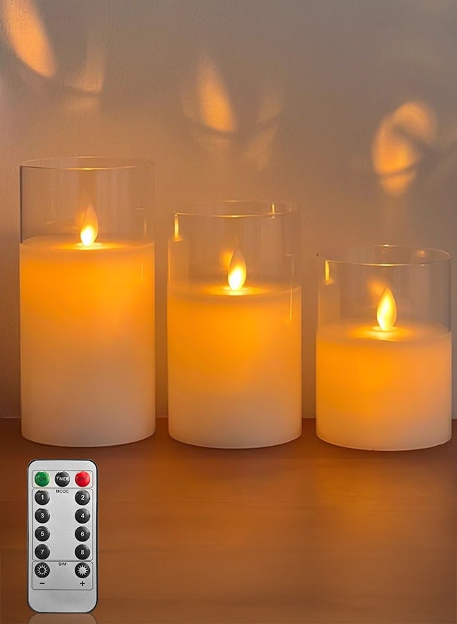 Tersely 3-Pack Diwali Flameless LED Candles with Timer,Flickering Flameless Candles for Romantic Ambiance and Christmas Decorations Stable Acrylic Shell,with Embedded Star String,Battery Operated - Image 1