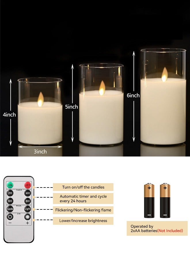 Tersely 3-Pack Diwali Flameless LED Candles with Timer,Flickering Flameless Candles for Romantic Ambiance and Christmas Decorations Stable Acrylic Shell,with Embedded Star String,Battery Operated - Image 2