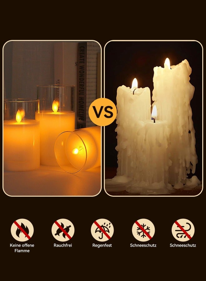 Tersely 3-Pack Diwali Flameless LED Candles with Timer,Flickering Flameless Candles for Romantic Ambiance and Christmas Decorations Stable Acrylic Shell,with Embedded Star String,Battery Operated - Image 3