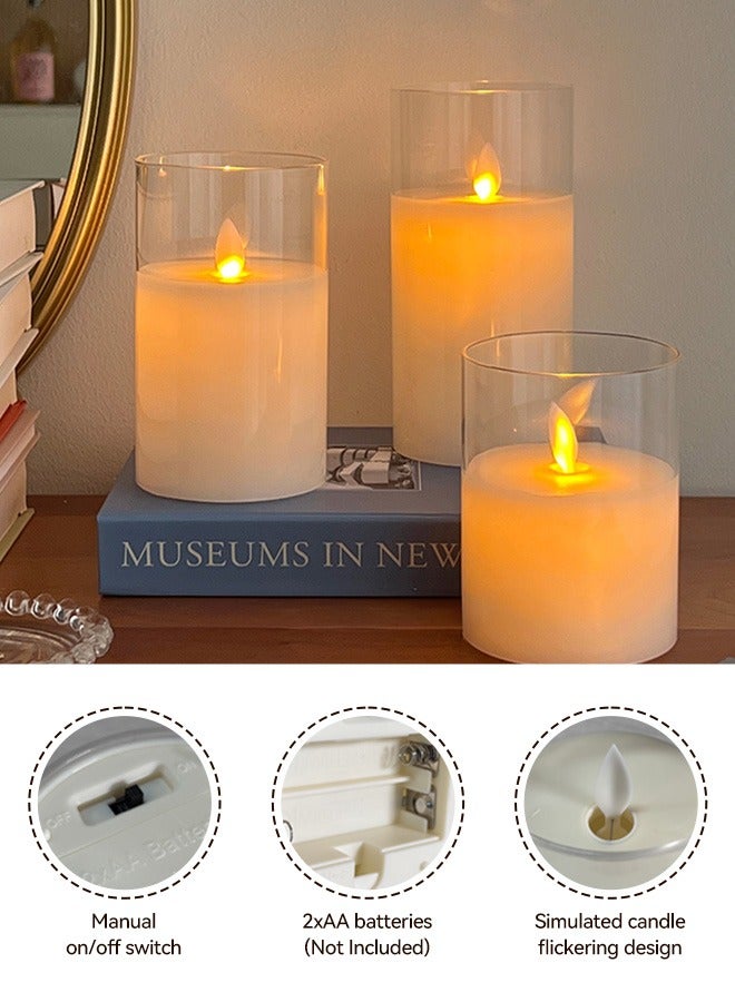 Tersely 3-Pack Diwali Flameless LED Candles with Timer,Flickering Flameless Candles for Romantic Ambiance and Christmas Decorations Stable Acrylic Shell,with Embedded Star String,Battery Operated - Image 4