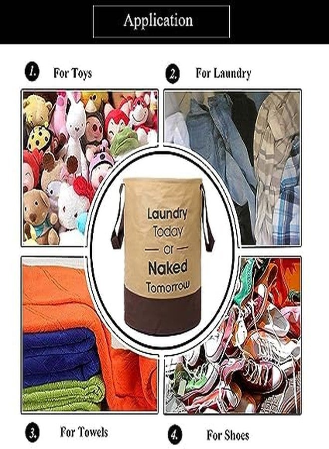 Agroha Printed Waterproof Canvas Laundry Bag, Toy Storage, Laundry Basket Organizer 45L bags (Pack of 2, Brown) - Image 3