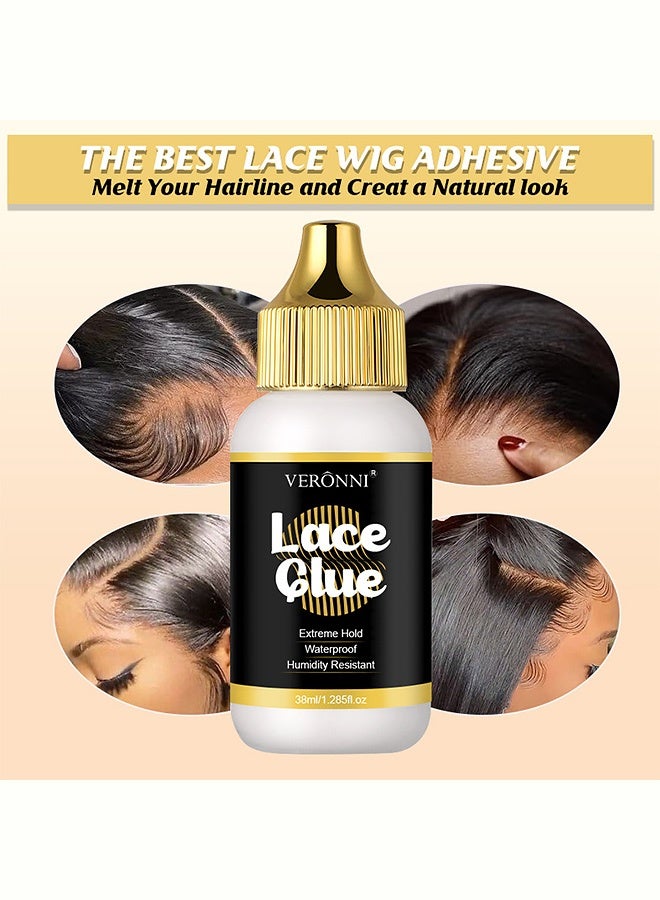 VERONNI Lace Glue, Extreme Hold Waterproof Humidity Resistant Adhesive for Lace Wigs and Hairpieces, 38ml - Image 3