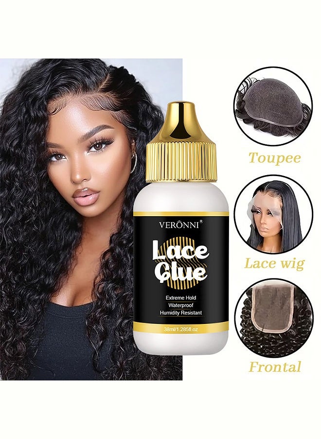 VERONNI Lace Glue, Extreme Hold Waterproof Humidity Resistant Adhesive for Lace Wigs and Hairpieces, 38ml - Image 1