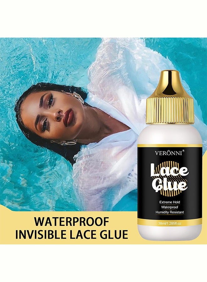 VERONNI Lace Glue, Extreme Hold Waterproof Humidity Resistant Adhesive for Lace Wigs and Hairpieces, 38ml - Image 2
