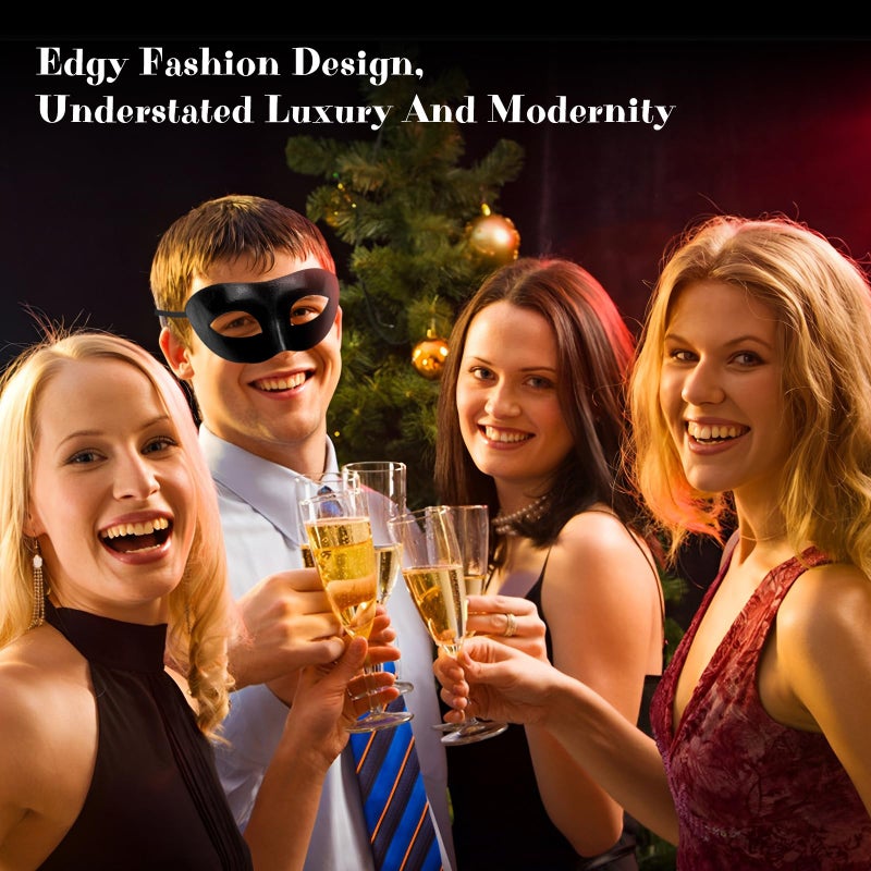 Exlinonline Black Masquerade Mask For Men, Elastic Tie, Perfect For Halloween, Masquerade Mask Party,Costume - Image 5