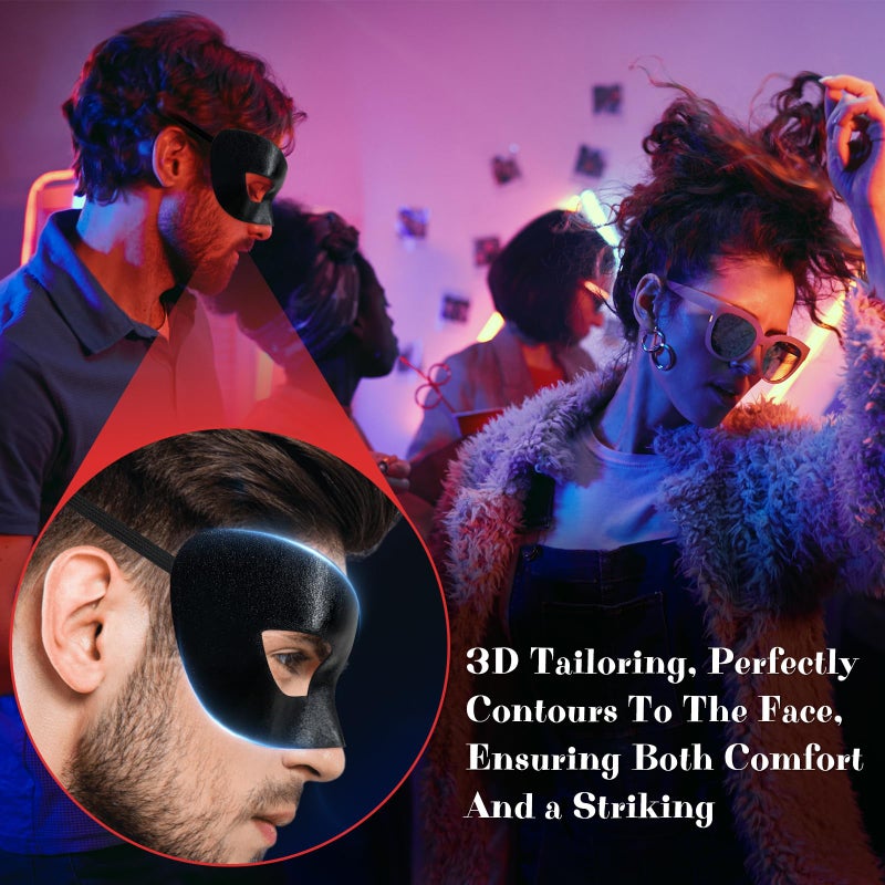 Exlinonline Black Masquerade Mask For Men, Elastic Tie, Perfect For Halloween, Masquerade Mask Party,Costume - Image 4