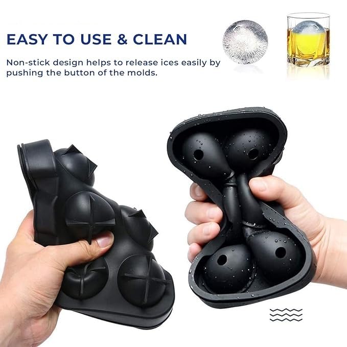 SHREVI 6 Round Spheres 4 DiamondShaped Ice Molds BPAFree EasyRelease Reusable Ice Maker for Whiskey Cocktails More Flexible Silicone Ice Cube Tray Combo - Image 4