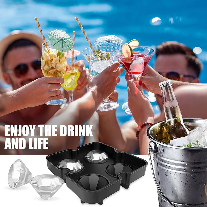 SHREVI 6 Round Spheres 4 DiamondShaped Ice Molds BPAFree EasyRelease Reusable Ice Maker for Whiskey Cocktails More Flexible Silicone Ice Cube Tray Combo - Image 5