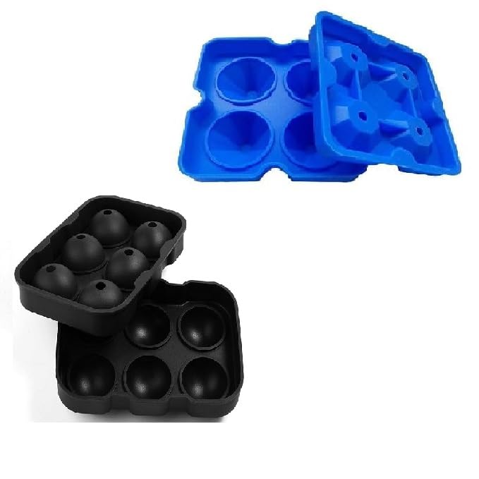 SHREVI 6 Round Spheres 4 DiamondShaped Ice Molds BPAFree EasyRelease Reusable Ice Maker for Whiskey Cocktails More Flexible Silicone Ice Cube Tray Combo - Image 1