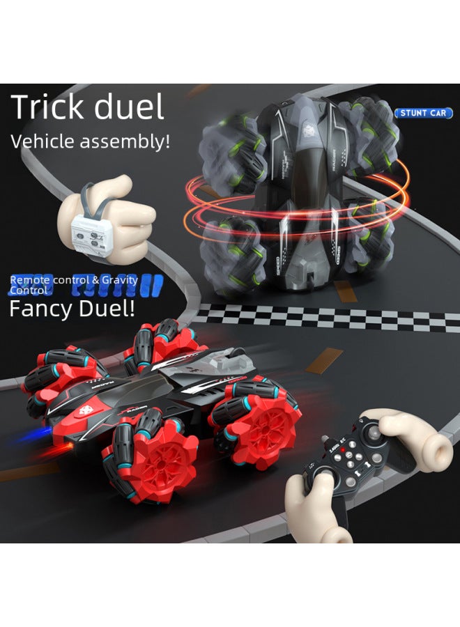 Double-sided Remote Control Car Drift Electric Gesture Induction Children's Four-wheel Drive Off-road Vehicle 2.4G Car Toys Wholesale-Color:Blue-double-sided Stunt Car  Single Remote Control-Proport - Image 3