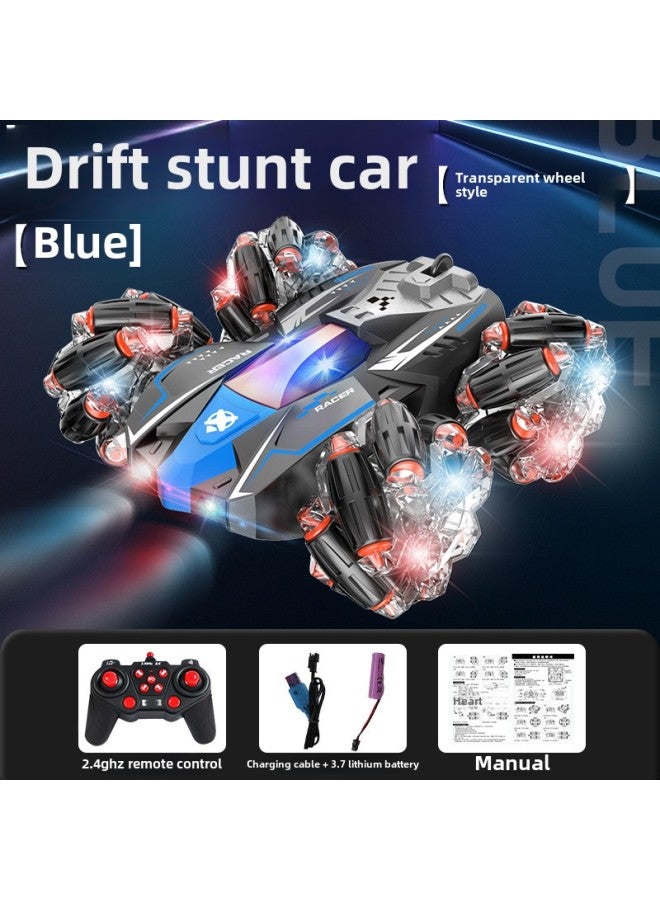 Double-sided Remote Control Car Drift Electric Gesture Induction Children's Four-wheel Drive Off-road Vehicle 2.4G Car Toys Wholesale-Color:Blue-double-sided Stunt Car  Single Remote Control-Proport - Image 1