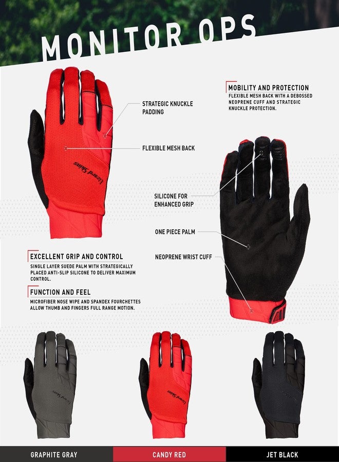 Lizard Skins Monitor Ops Cycling Gloves - Long Finger Unisex Road Bike Gloves - 3 Colors (Crimson RED, Large) - Image 3