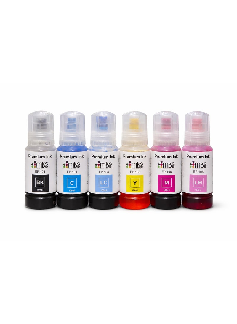 MKS 108 Ink (6x100ml) Compatible with Epson L8050/L18050/ET-18100 - Image 1