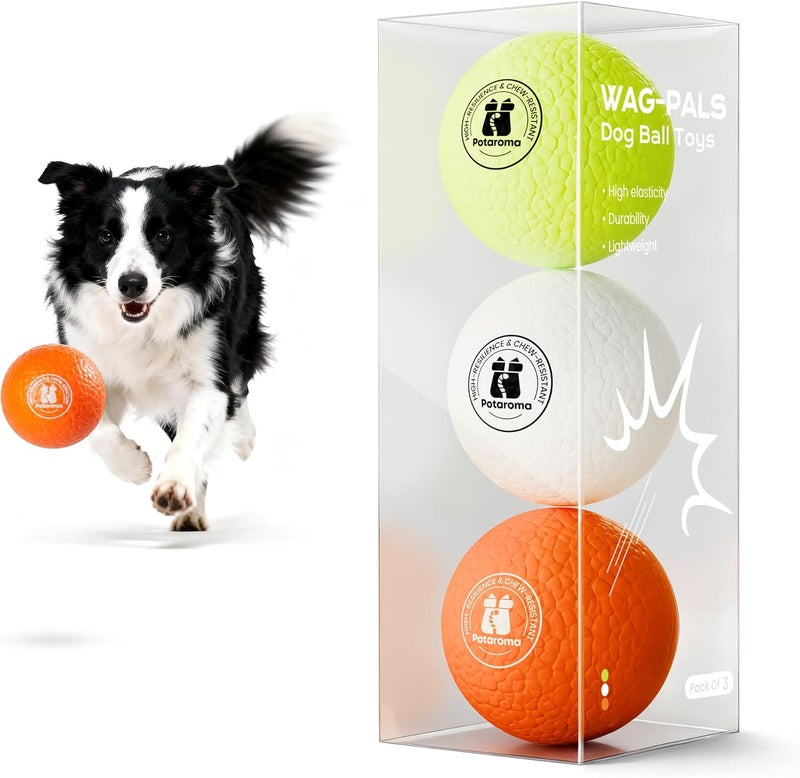 Potaroma Dog Toy Balls for Aggressive Chewers – 3 Pack Indestructible E-TPU Bouncy Pet Fetch Balls Floating Water Pool Toy for Small & Large Dogs, Indoor & Outdoor 2.8 Inch Diameter - Image 1