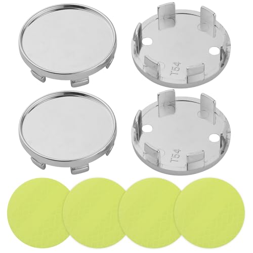 BlinkAutor 2 Inch Wheel Center Cap 4 Pack of 54mm Car Wheel Center Hub Covers Snapin Plastic Rim Covers Hub Caps with 2 Inch 4 PCS Round Reflective Stickers Car Accessories Silver Outer 54mm Inner 49MM - Image 1
