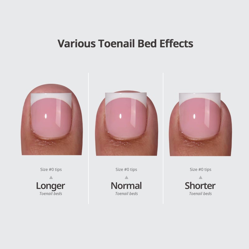BTArtboxnails XCOATTIPS Toe Nail Tips - Lamp-Curable Sharp Square Nude Press On Toenails for Women, 150 Soak Off French Tip Toe Nail Extensions in 15 Sizes, Builder Gel & Top Coat Required - Image 4