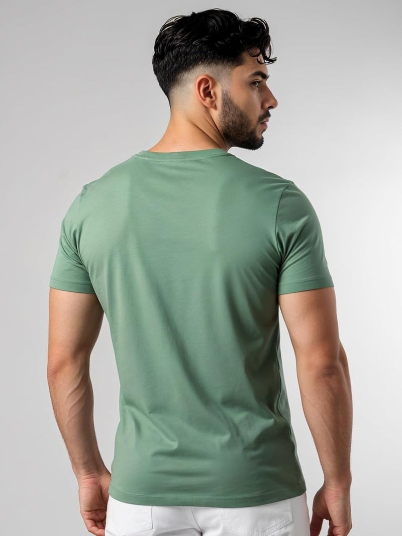 ADRO Men's Regular Fit T-Shirt - Minimal Text Design in Pista Green - Image 4