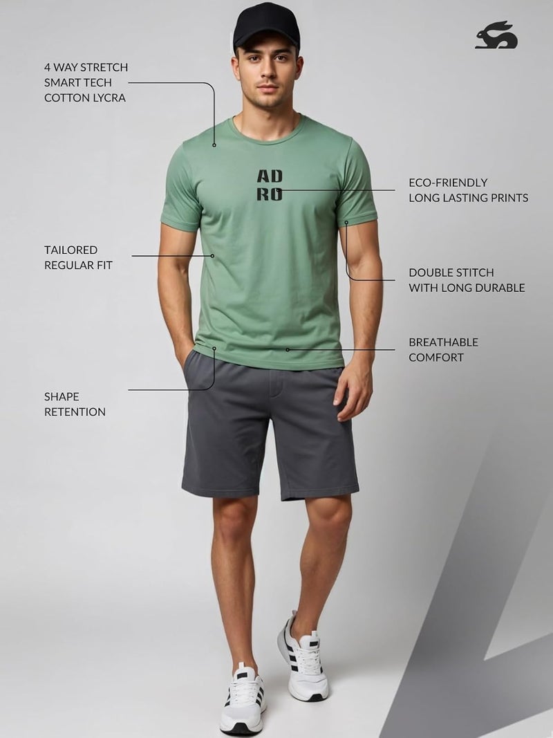 ADRO Men's Regular Fit T-Shirt - Minimal Text Design in Pista Green - Image 3