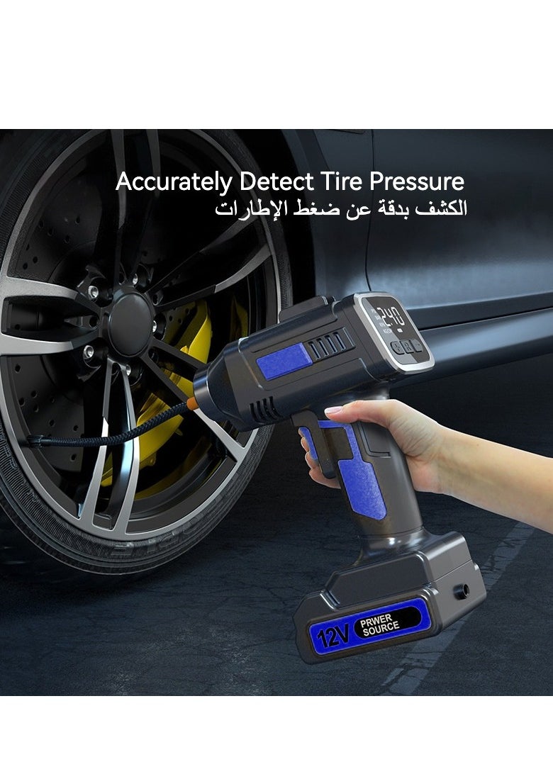 Generic Huake Handheld Air Pump, Portable Car Tyre Auto Inflatable Pump, 160PSI Digital Pressure Detection, LED Lights Lighting Air Pump for Inflating Cars, Motorbikes, Bikes  - Image 4