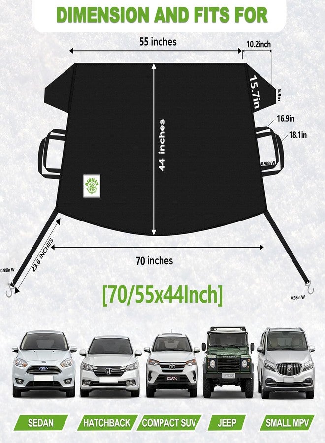 Aibiley Car Windshield Cover for Ice and Snow, Heavy-Duty 600D Polyester Oxford Cloth Waterproof Frost Guard Windshield Cover for Cars Suvs Trucks Vans,Windproof and Anti-Theft,Black,70W x 44D Inch - Image 3