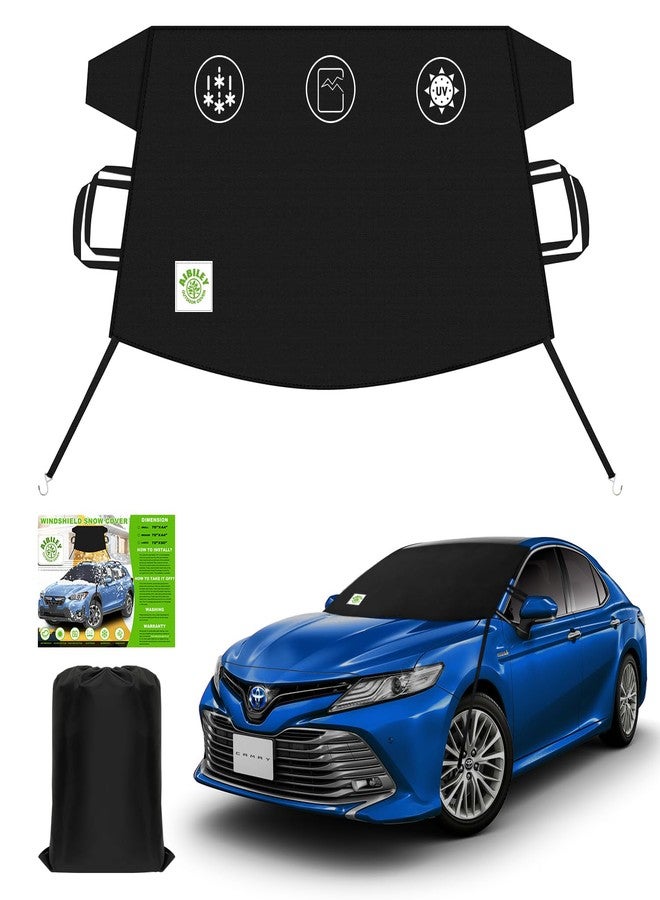 Aibiley Car Windshield Cover for Ice and Snow, Heavy-Duty 600D Polyester Oxford Cloth Waterproof Frost Guard Windshield Cover for Cars Suvs Trucks Vans,Windproof and Anti-Theft,Black,70W x 44D Inch - Image 1