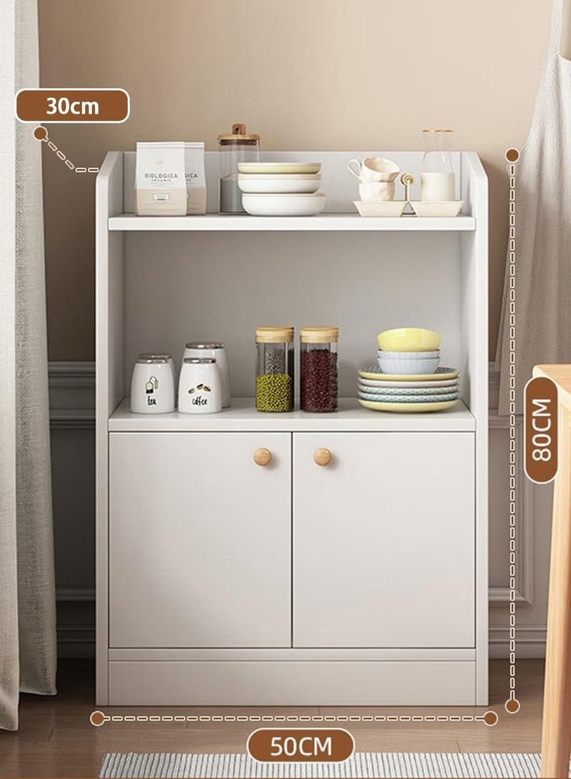 YQbest Small Coffee Cabinet Large Capacity Coffee Cabinet Modern Simple Home Coffee Corner Suitable for Living Room Office Kitchen Storage Cabinet White 50x30x80cm - Image 2