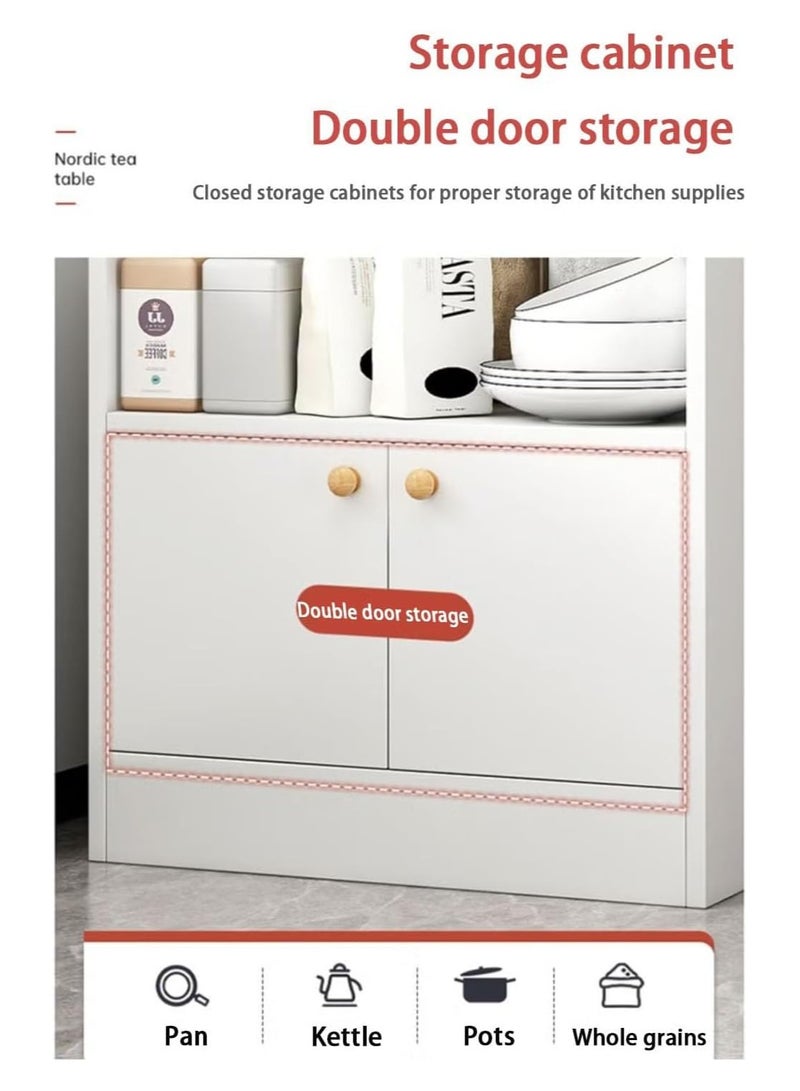 YQbest Small Coffee Cabinet Large Capacity Coffee Cabinet Modern Simple Home Coffee Corner Suitable for Living Room Office Kitchen Storage Cabinet White 50x30x80cm - Image 3