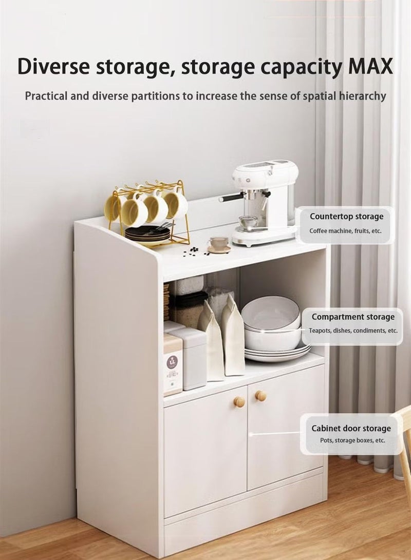 YQbest Small Coffee Cabinet Large Capacity Coffee Cabinet Modern Simple Home Coffee Corner Suitable for Living Room Office Kitchen Storage Cabinet White 50x30x80cm - Image 4
