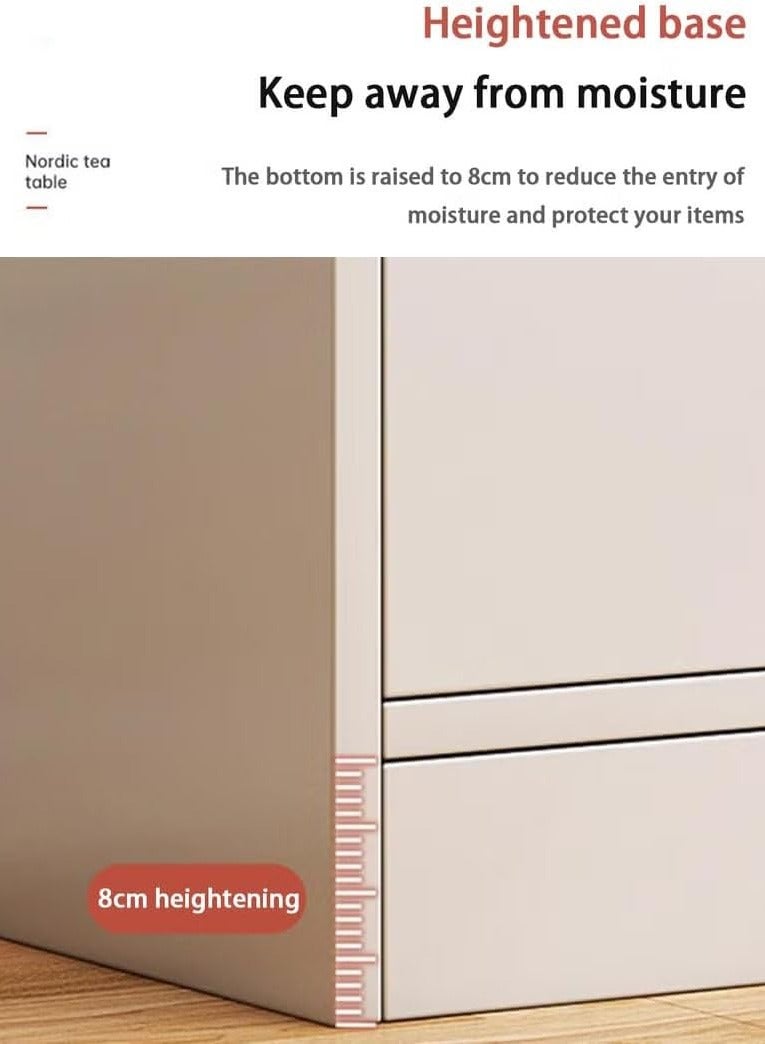 YQbest Small Coffee Cabinet Large Capacity Coffee Cabinet Modern Simple Home Coffee Corner Suitable for Living Room Office Kitchen Storage Cabinet White 50x30x80cm - Image 5