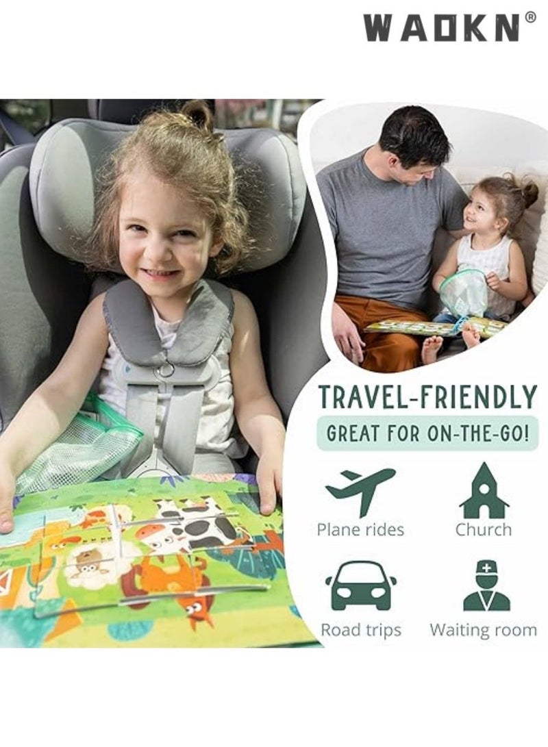 دبليو أيه أو كي أن كتاب كتاب تعليم أطفال قبل المدرسة مشغول ، نشاط دراسة موضوع مزرعة قبل المدرسة الهادئة ، طفل يطوّر مهارات تعلّم ، ملصقات طبعة حيوان لعبة جولة ، كتاب أطفال مشغول ، ألعاب تعليمية - Image 2