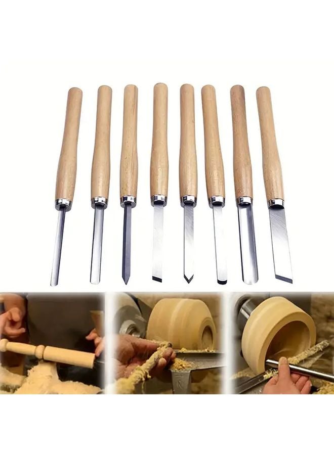 8 Piece High Speed Steel Wood Turning Chisel Set for Beginners and Professionals - Image 2