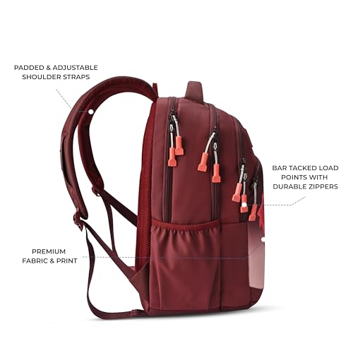Gear Tango Backpack 17"/29L Medium Water Resistant School Bag/Casual Backpack/Daypack/Kids Bag for Boys/Girls (Maroon-Orange) - Image 3