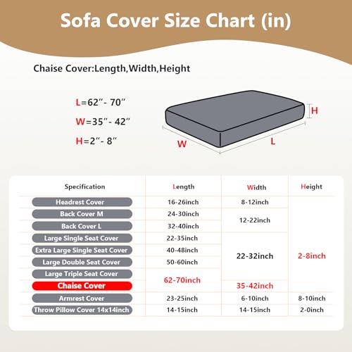Yoovat Couch Cushion Covers for Sofa Couch Covers Wear-Resistant Universal Sofa Cover Stretch for Sectional Slipcovers (Texture-Cream White,Chaise Cover) - Image 3