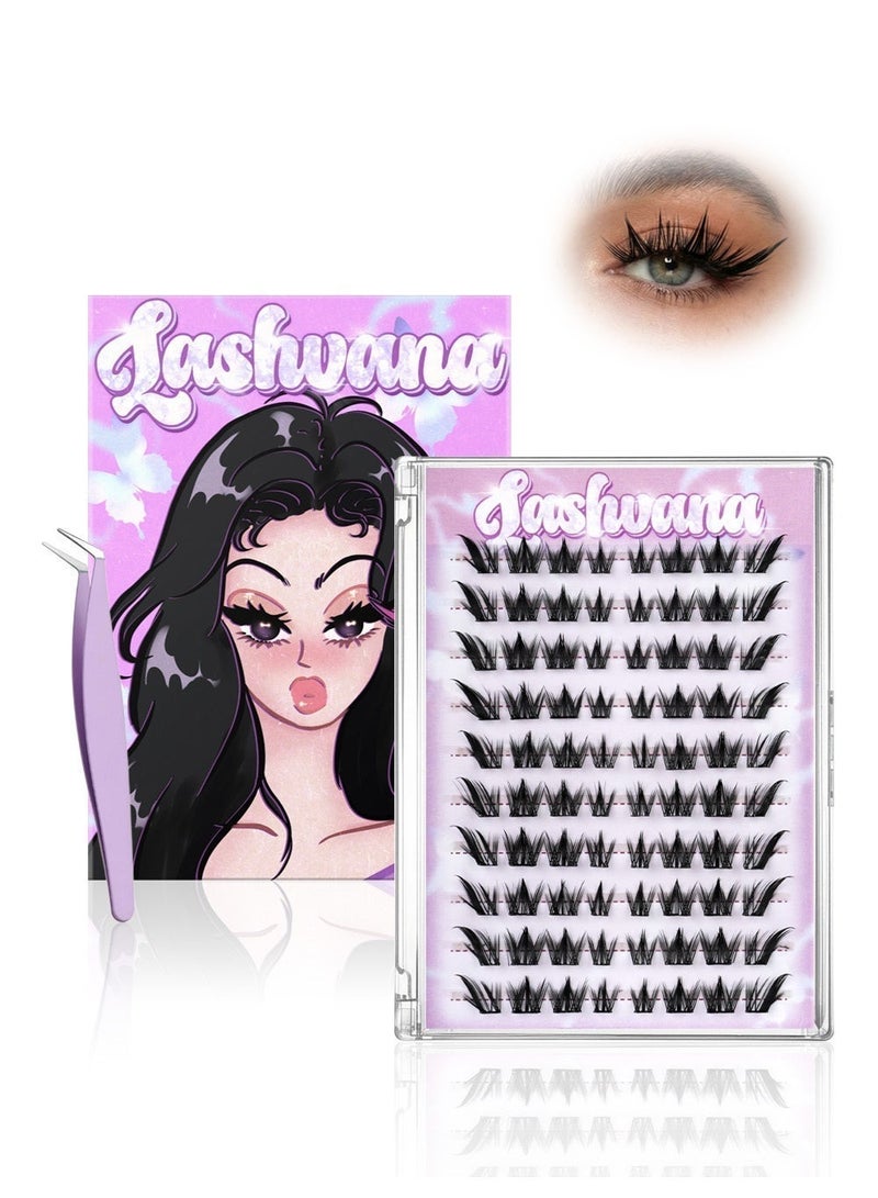 lashvana 80Pcs Self Adhesive False Eyelashes Clusters Kit,10 rows European-style false eyelashes Lashes Kit with Tweezers for Beginners, Press On Glueless Individual Lashes DIY Eyelashes. - Image 3
