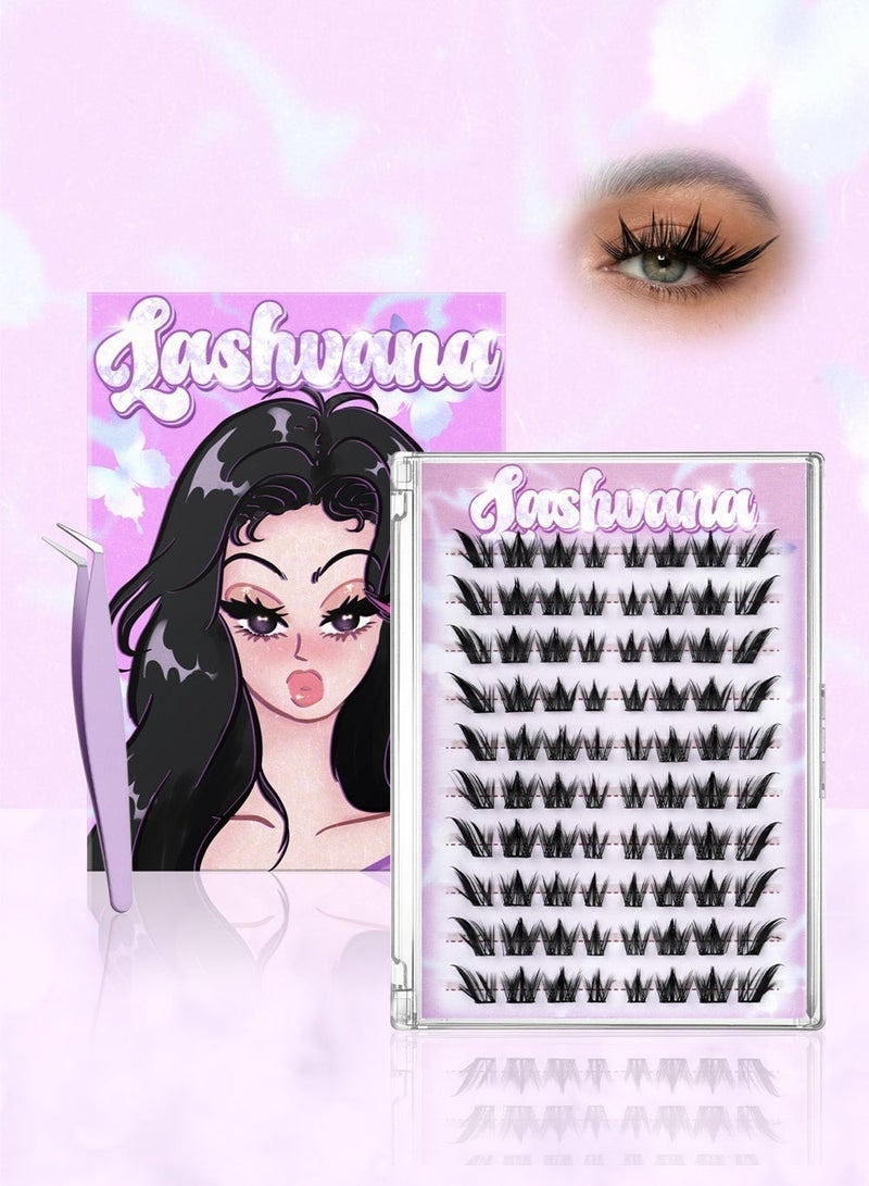 lashvana 80Pcs Self Adhesive False Eyelashes Clusters Kit,10 rows European-style false eyelashes Lashes Kit with Tweezers for Beginners, Press On Glueless Individual Lashes DIY Eyelashes. - Image 2