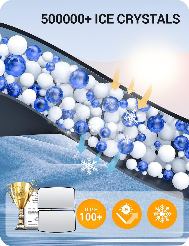 Basenor شمسية زجاج السقف لبازينور تسلا موديل 3 2021–2023، [بدون فجوات وبدون انحناء] شمسية أمامية وخلفية لحجب الحرارة والأشعة فوق البنفسجية مع أغطية عاكسة، إطار قابل للطي، أسود (تصميم خاص) - Image 3